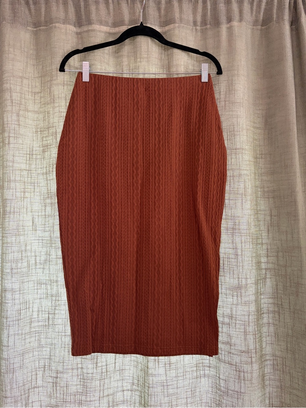 zeagoo Rust Textured Pencil Skirt